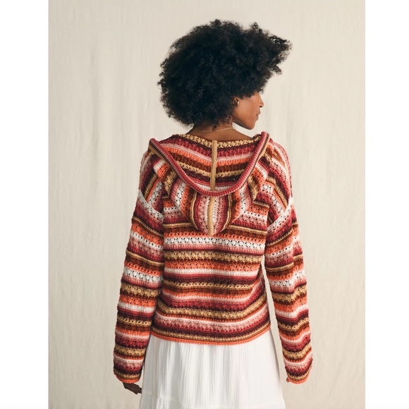 Faherty Beach Bonfire Crochet Hoodie - Picture 2 of 7